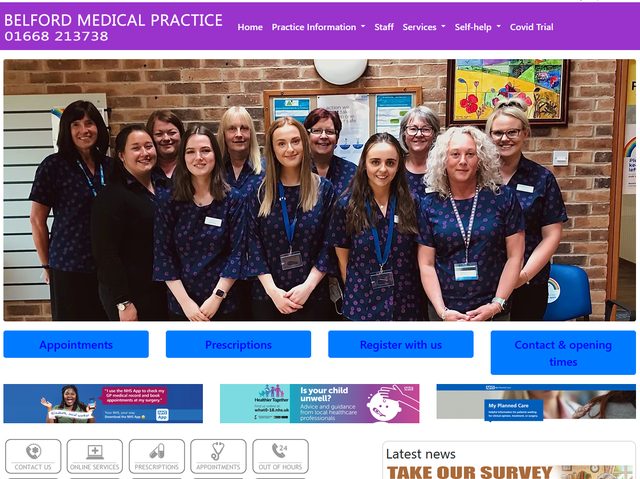 Belford Medical Practice website homepage