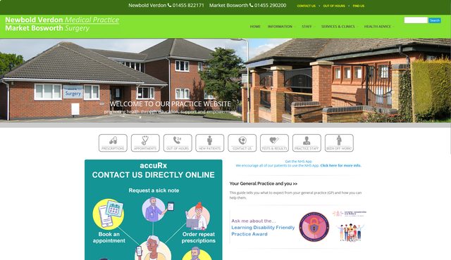 Newbold Verdon Medical Practice website homepage